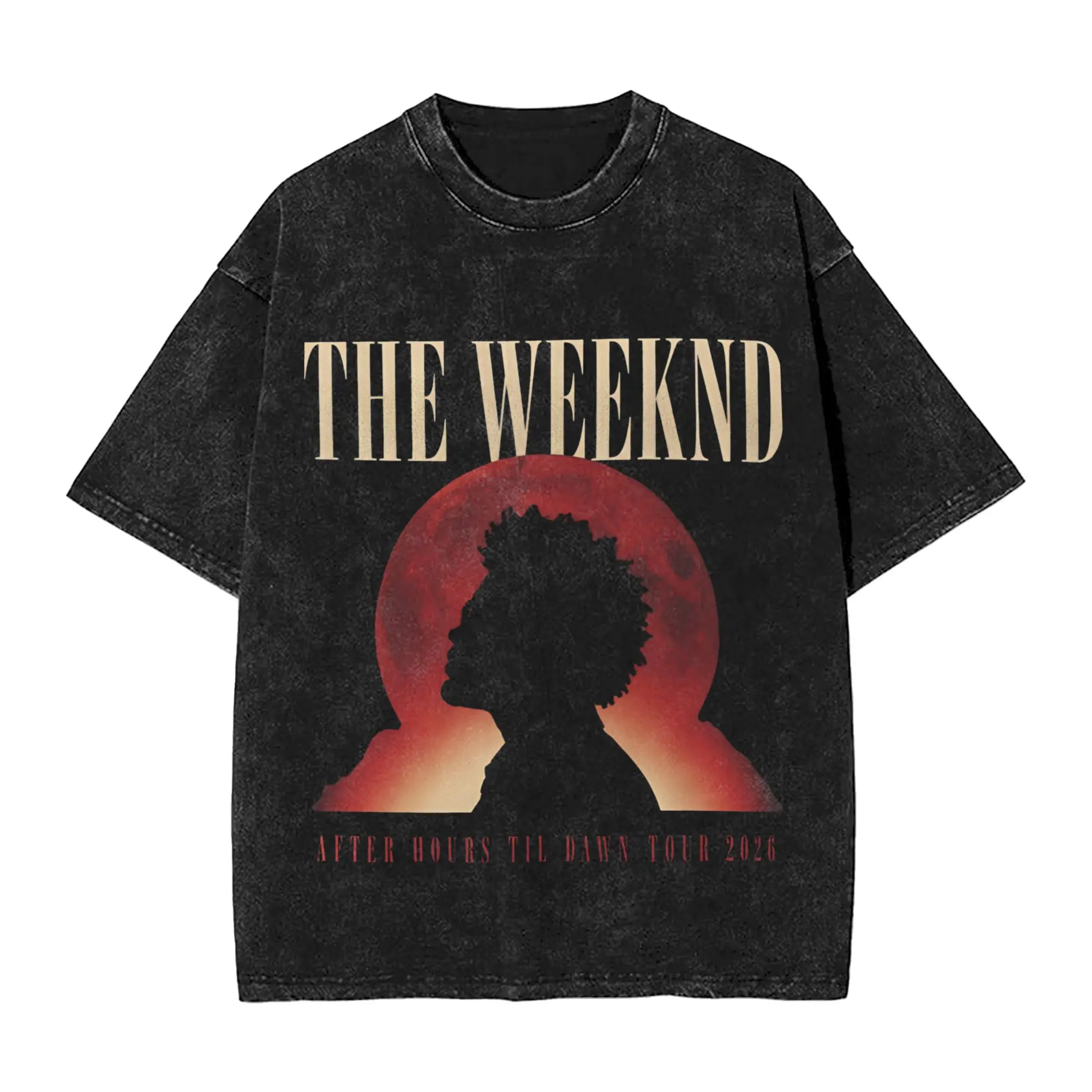 The Weeknds After Hours til Dawn Stadium Tour 2026  Washed T Shirt Streetwear Hip Hop Vintage T-Shirts  Tees for Men Women
