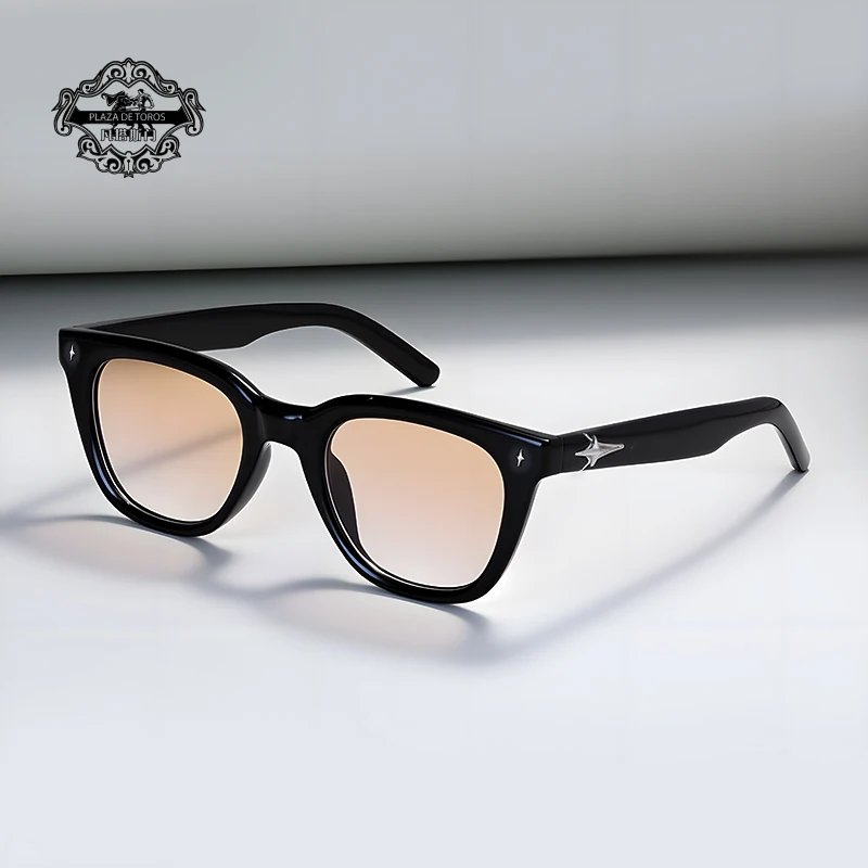 Classics Full Frame Anti-Uv Sunglasses for Men Cross Rivet Design Colored Lenses Goggles Female Square UV400 Sunglass