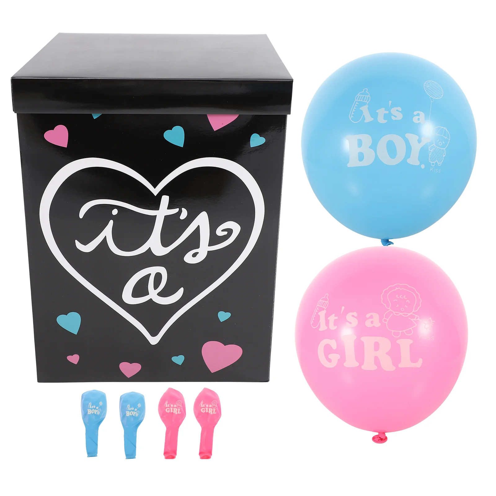 

Gender Reveal Box Baby nament Balloon Boxes Decorations Shower for Girl White Card Printing Boy Party Vibrant Colored Balloons