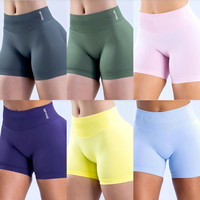 Dynamic Shorts with Logo Low Waist Seamless Yoga Shorts Scrunch Bum Gym Shorts Workout Biker Short Stretch Fitness Clothing