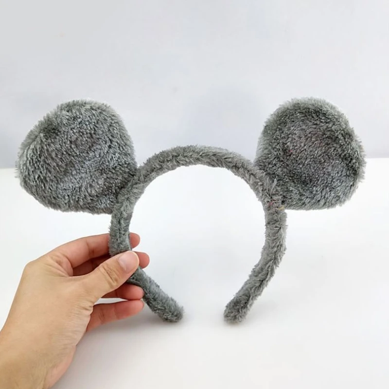 Cosplay Bear Ears Headband Plush Mouse Ears Hairband Cartoon Animal Headband for Makeup Washing Face Halloween Supplies