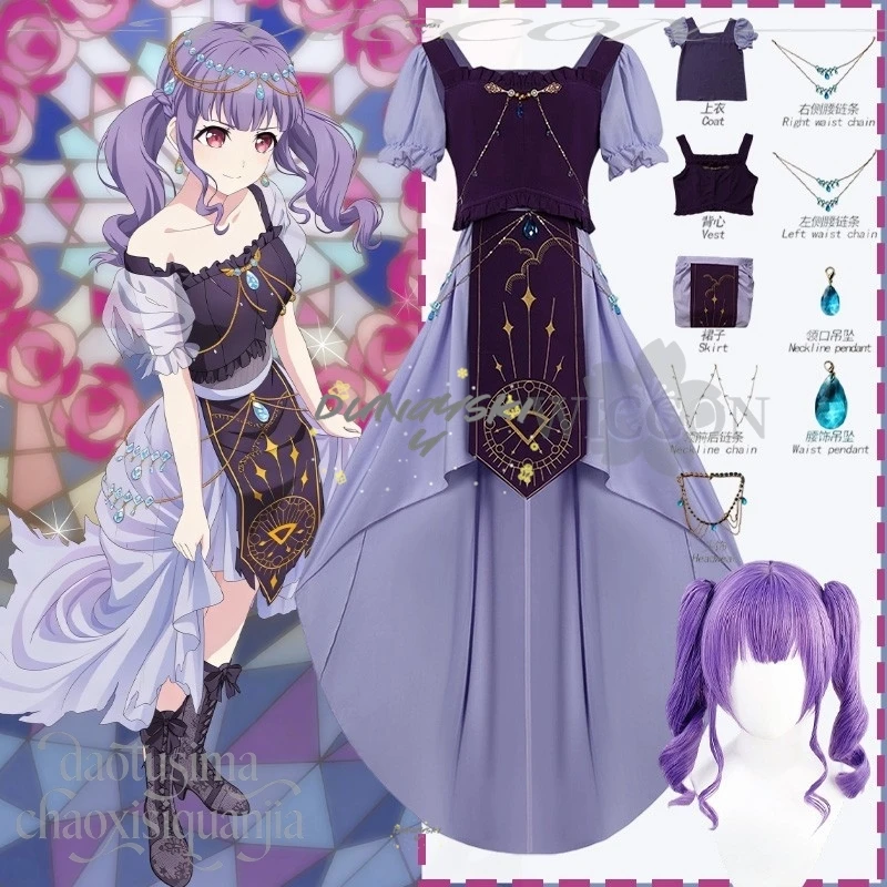 jeu-d'anime-bangdreamroselia-requiem-pour-le-destin-cosplay-idole-costume-udagawa-ako-kawaii-queue-robe-violette-noel-halloween