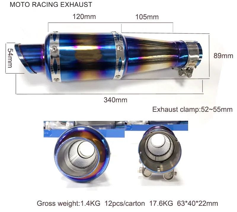 دراجة نارية تعديل ماسورة العادم على شكل خاص برميل مستقيم من خلال انفجار الشارع ماسورة العادم الفولاذ المقاوم للصدأ الملونة #5