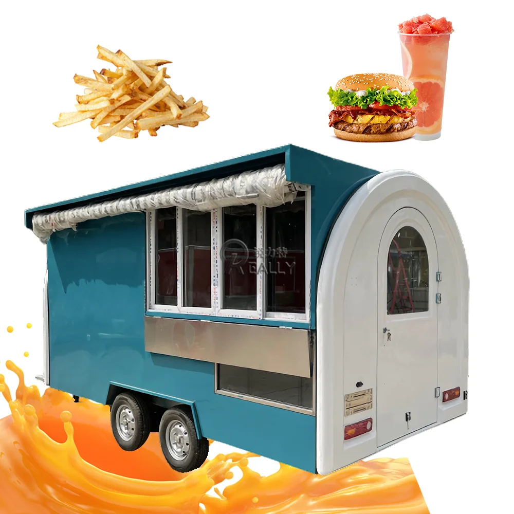 Mobile Fast Food Truck Customized Ice Cream Catering Trailer Hot Dog Vending Van Stainless Steel Food Cart for Sale