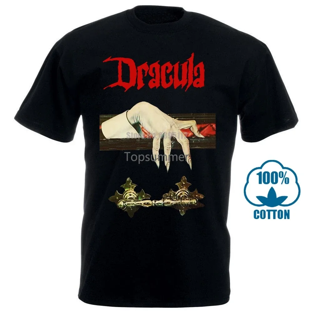 

Dracula Christopher Lee Movie Poster Men T Shirt Streetwear Fashion Tshirt Homme Humour T-Shirt Black And White