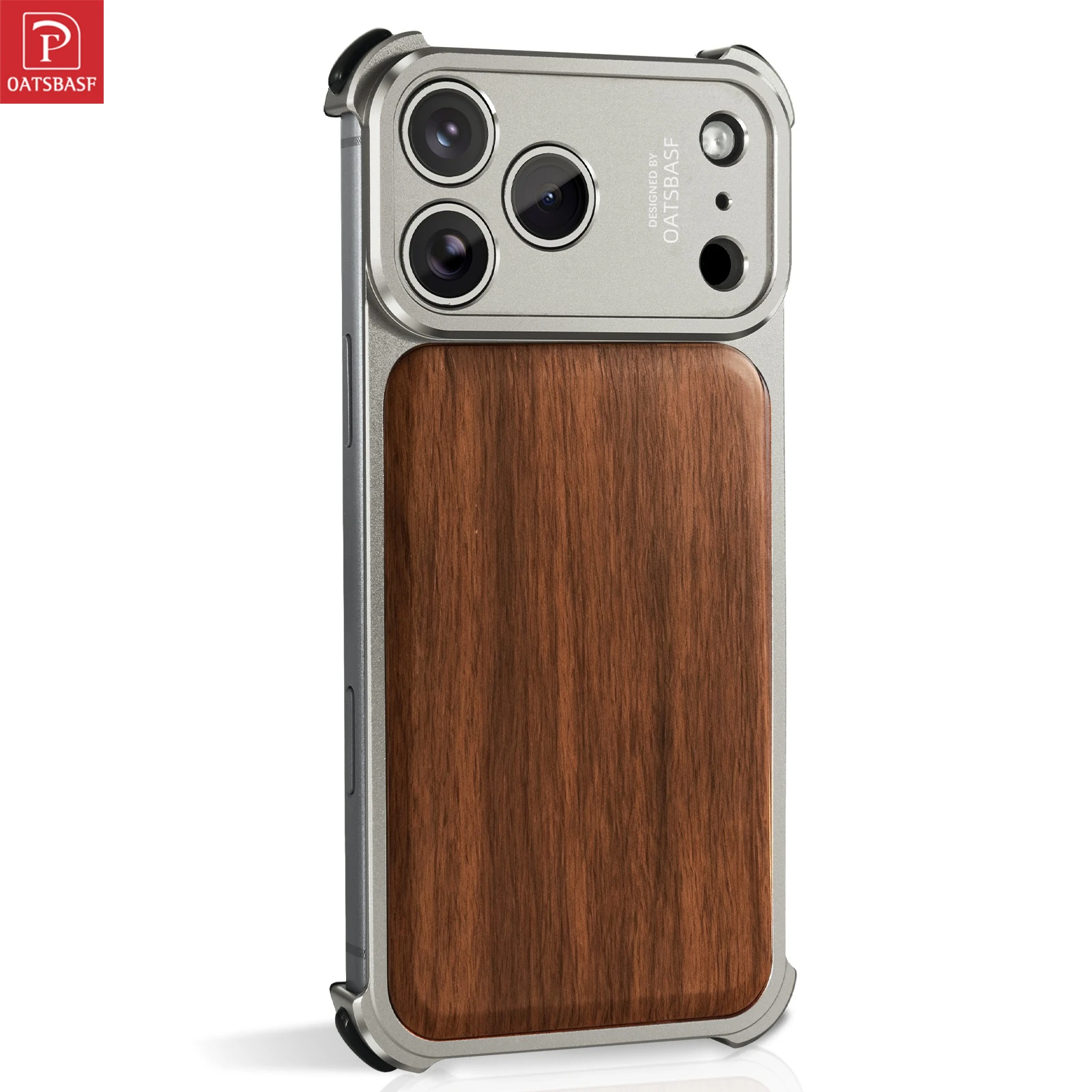 Oatsbasf Solid Wooden Phone Case for IPhone 17/18 Pro Max Lens Protect Frame Phone Case Shockproof Cover