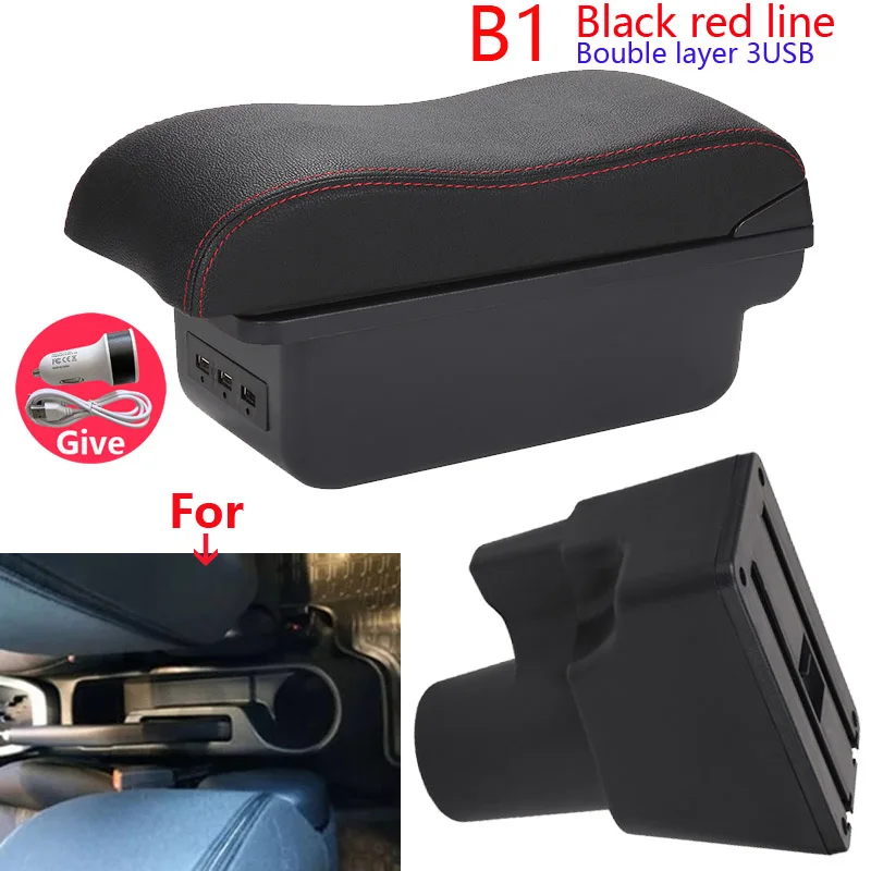 Voor Kia Picanto Armsteun Doos Voor Kia Picanto 3X-Lijn Auto Armsteun Gebogen Oppervlak leer Eenvoudige installatie opbergdoos Interieur