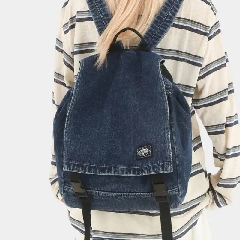 

2025 New European And American Retro Denim Backpacks For Women Casual Simple And Versatile Personalized Student Backpack Trendy