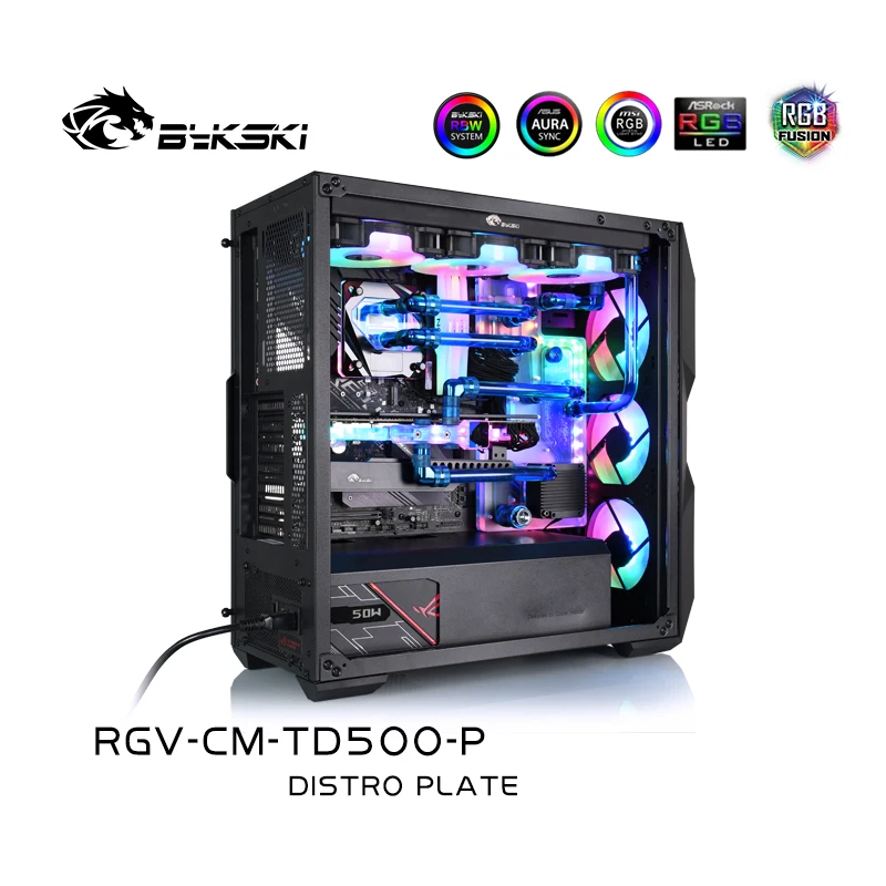 

BYKSKI Waterway Block for Computer Case Cooler Master TD500-MESH Kit for CPU/GPU Block Support DDC Pump PC Water Cooling Cooler