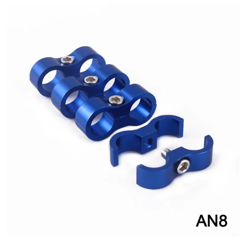 1PC/4PCS AN4 AN6 AN8 AN10 AN12 Billet Oil Fuel Water Hose Tube Seprator Clamp aluminum Red Black Blue