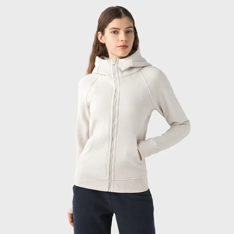 Zip Up Hoodie Fleece Running Jacket Women Fall Sports Fitness Sweater Casual Outdoor Yoga Clothing Winter Gym Outfit Activewear