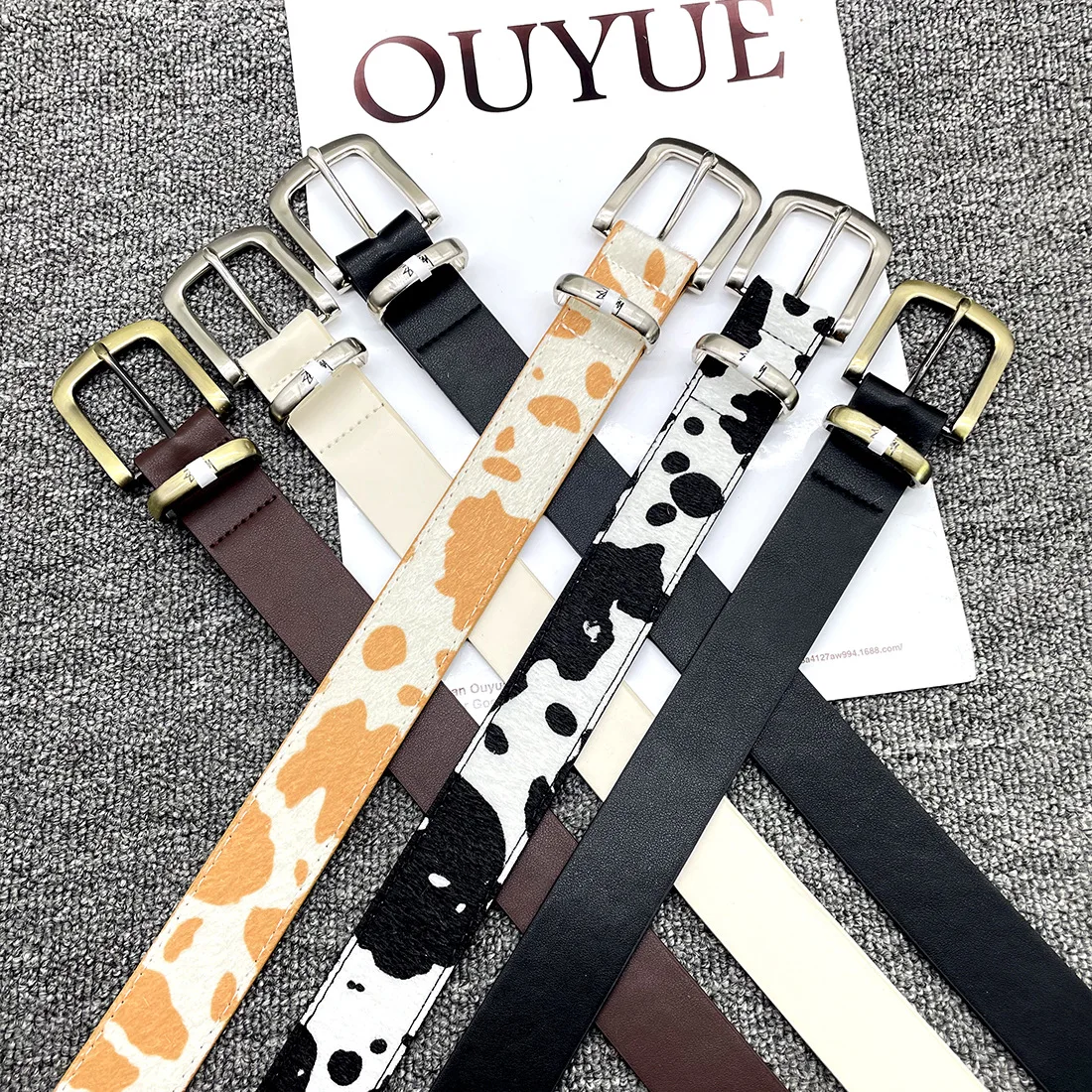 3.2cmX120cm Newest Wide Woman Square Buckle Belt Dairy Cattle Striped Print Ladies Dress Belt Clothing Accessories Decoration