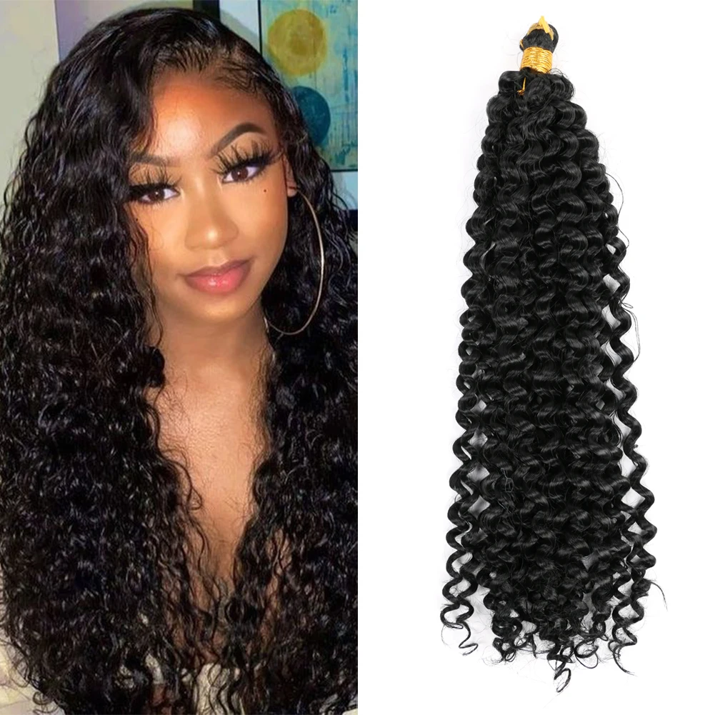 Afro Curls Synthetic Braiding Hair Extensions, Water Wave Hair Bundles, Ombre Braiding Hair, Crochet Braids para mulheres negras