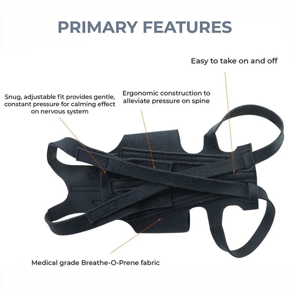 Black Soft Ribbed Pet Vest Dog Adjustable Back Brace for IVDD Dog Back Pain Relief, Arthritis Dachshunds Corgies Dog Vest