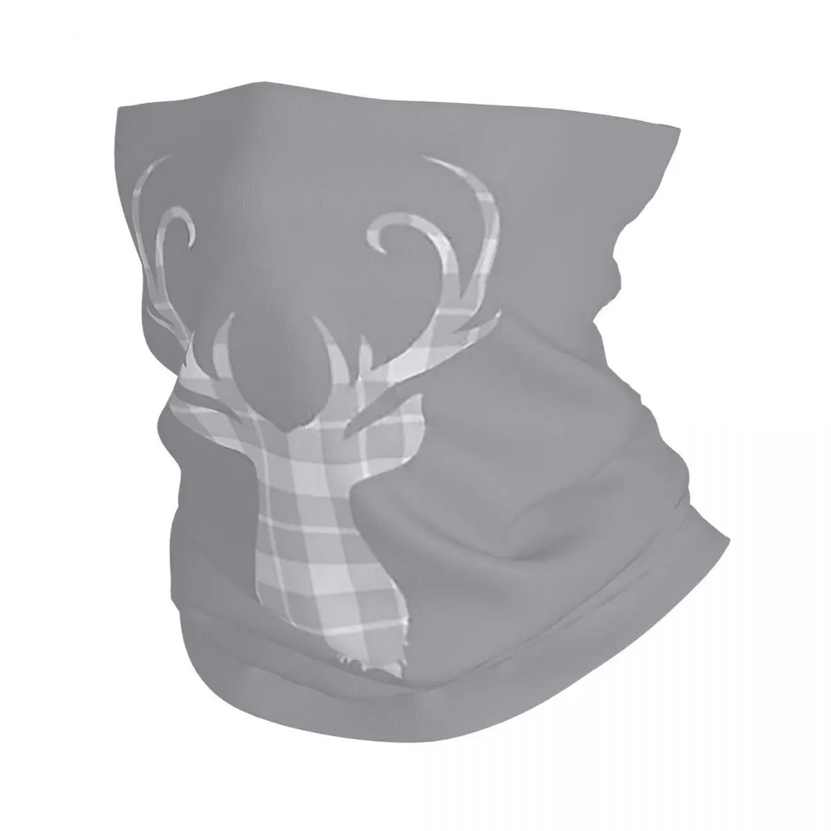 Grey Tartan Stag Head Bandana Neck Gaiter Printed Wrap Scarf Multifunction FaceMask Cycling Unisex Adult All Season