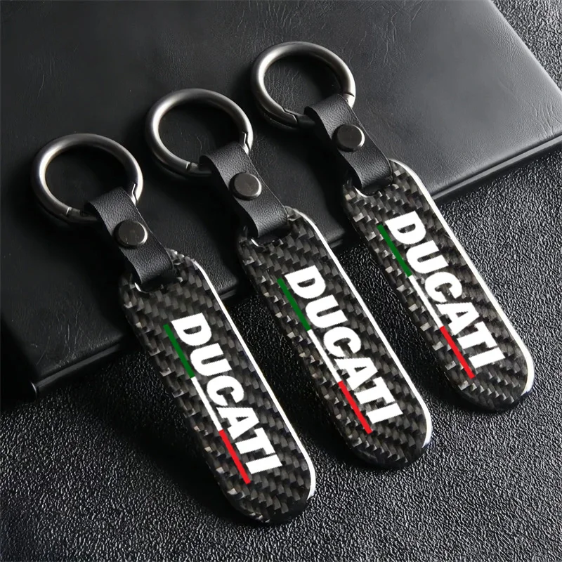 For Ducati Hypermotard 950 939 821 796 1100 Motorcycle Accessories Custom LOGO Motorcycle Key chain Carbon Fiber Keychain