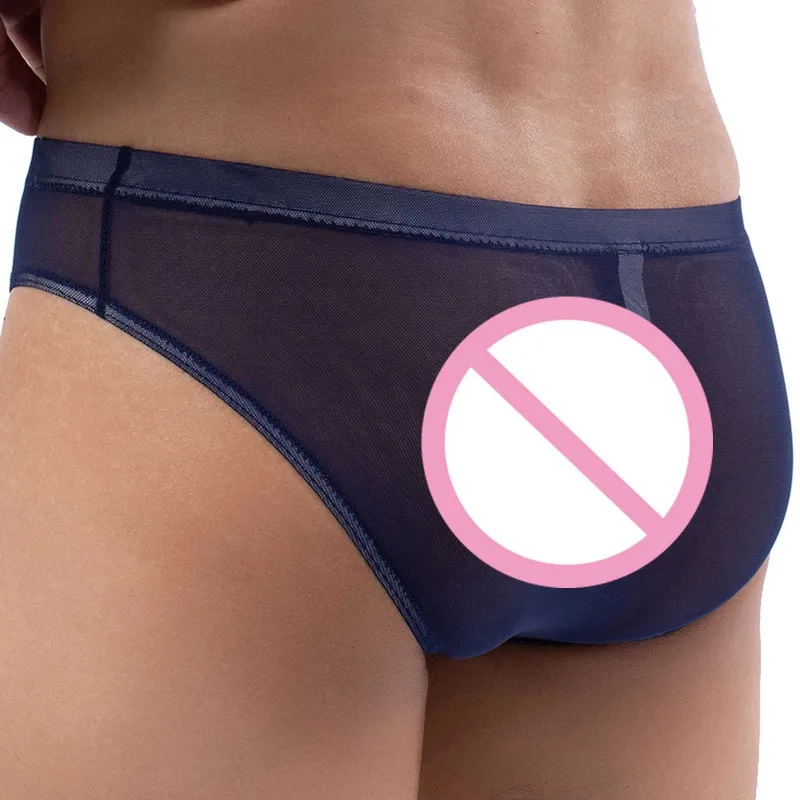 

Men Briefs Leather Underwear Sexy Gay Panties Faux Leather Transparent Mesh Underpants Male Brief Bikini String Mesh Skin Pouch