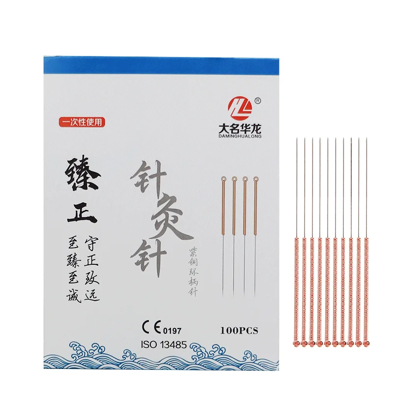 100Pcs/box New Arrival Acupuncture Needle Red Copper Handle Disposable Chinese Medicine Beauty Massage filiform needle