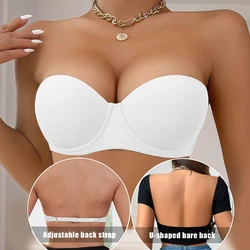Women's Strapless Lingerie Underwire Back Buckle Seamless Push-Up Invisible Half-Cup Lingerie for a Beautiful Back