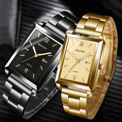 2024 Top Brand Luxury Watches for Men Fashion Quartz Wristwatch Square Gold Stainless Steel Watch Band Business Clock Gold Watch