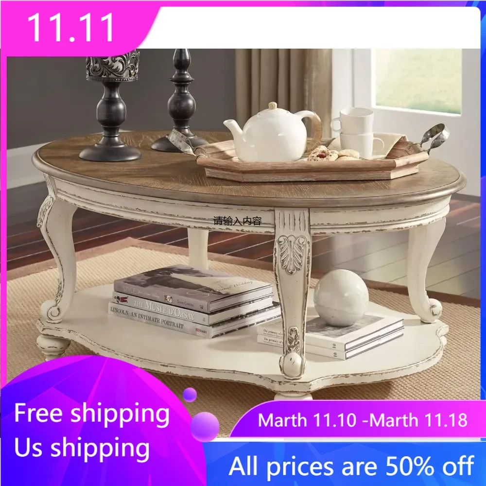 

Coffee table lounge cabin, antique white and brown