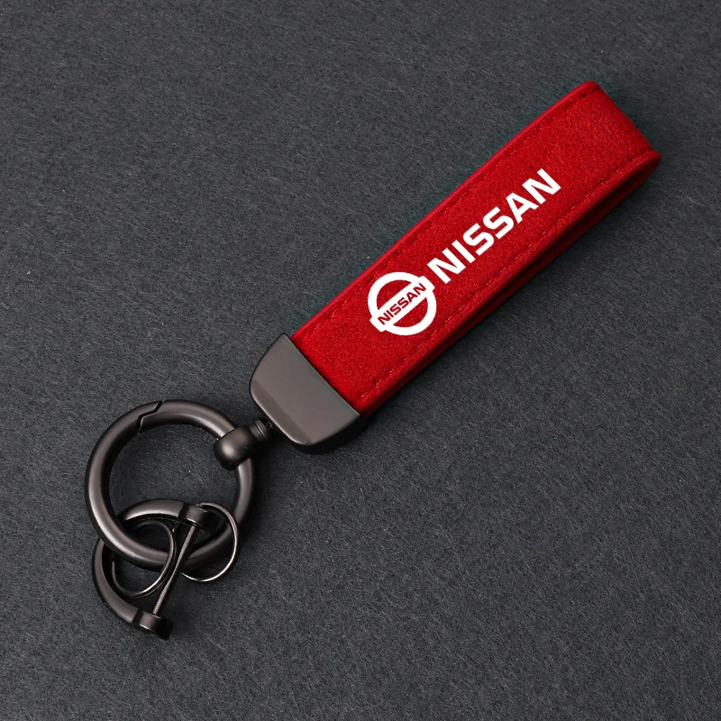 Car Suede Leather Keychain Ring Zinc Alloy Chain Key For Nissan X-trail Qashqai Note Juke Sentra Patrol Navara Micra AlmeraTiida