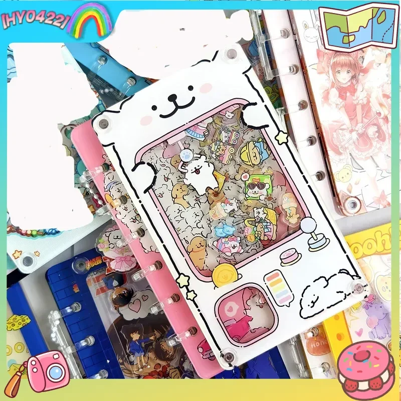 Cuaderno Diy de tamaño A7, cuaderno creativo de acrílico de dibujos animados de Anime maltés, cuaderno de bocetos encuadernado con anillo, libro Jotter para dibujar y escribir