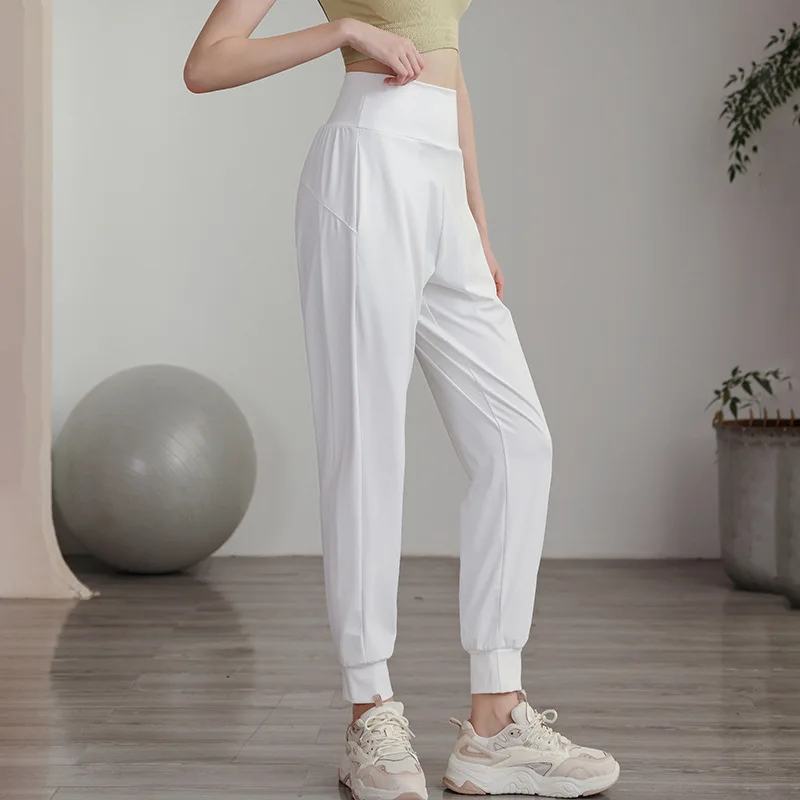 

Antibom New Fitness Loose Fit Sports Pants Women's Leisure Running Tight Foot Guard Pants High Waist Closed Yoga Pants