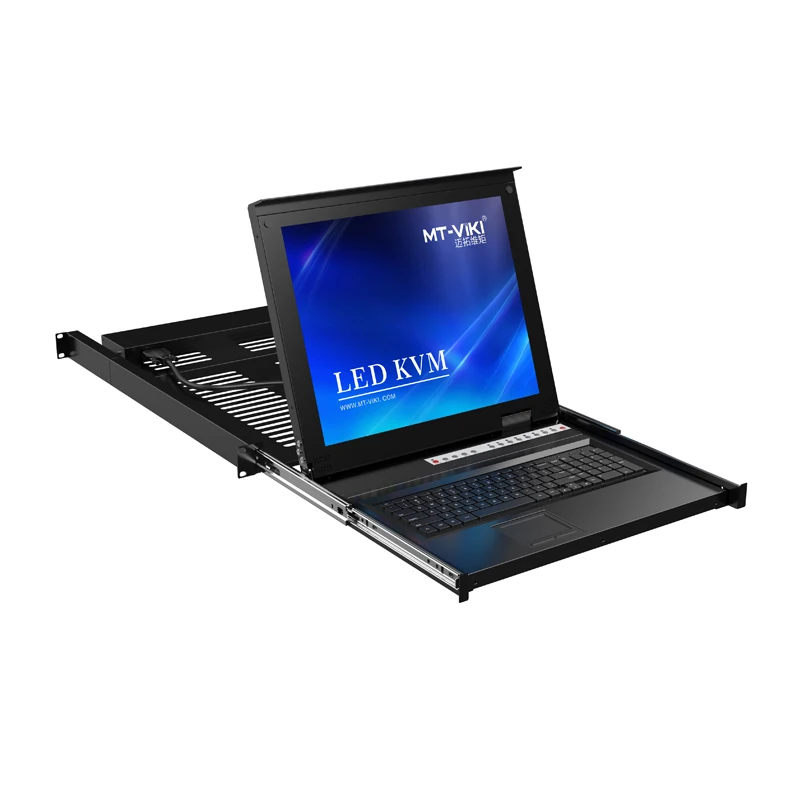 

17 Inch LCD KVM Switch VGA 8 Port For 1U Rack, MT-VIKI Rackmount KVM Console 8x1 Drawer + 8 Pack USB VGA Cables