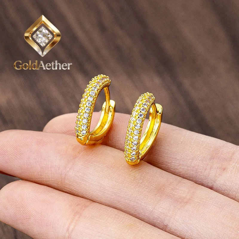 

Серьги-кольца GoldNouveau с цирконами в форме сердца, 24-каратное золото AU999, для женщин - классический стиль, нежная текстура 24-каратного золота, надежное золото AU999, универсальные.