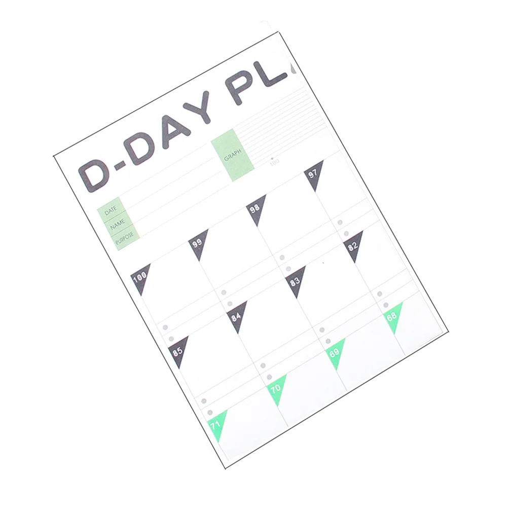 Calendrier de compte à rebours de 100 jours, planificateur de cible, calendrier d'apprentissage de Table pour enfants, Organization d'étude, suivi quotidien, Compact et léger