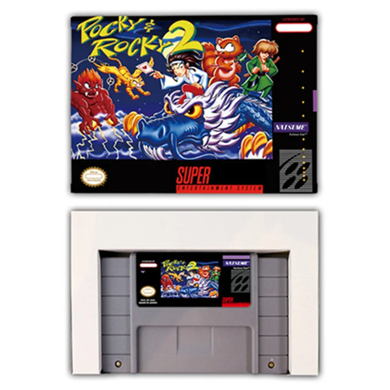 Pocky & Rocky 2 Action game Card for SNES EUR PAL USA NTSC 16bit Game Consoles with Retail Box Video Game Cartridge