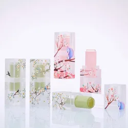 12.1mm Empty Lip Balm Container 3D Pattern Design Compact Birds Flowers Frosted Square Lip Balm Container Lipstick Tube DIY
