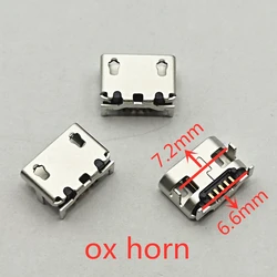 50pcs for Micro USB Connector Ox horn 7.2/6.6mm 5pin DIP4 Mini usb Connector Four legs For Mobile phone charging tail socket