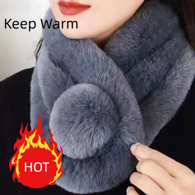 66 cm Neue Kaninchen Fell Schal Frauen Winter Warme Weiche Pelzigen Schals Casual Weibliche Dame Outdoor Hals Wärmer Kragen komfortable