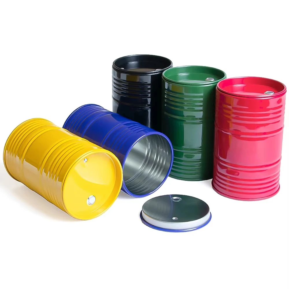 1/10 1/8 RC Crawler Metal Simulation Oil Drum Tool Storage Box for TRX4 SCX10 D90 Axial Accessories