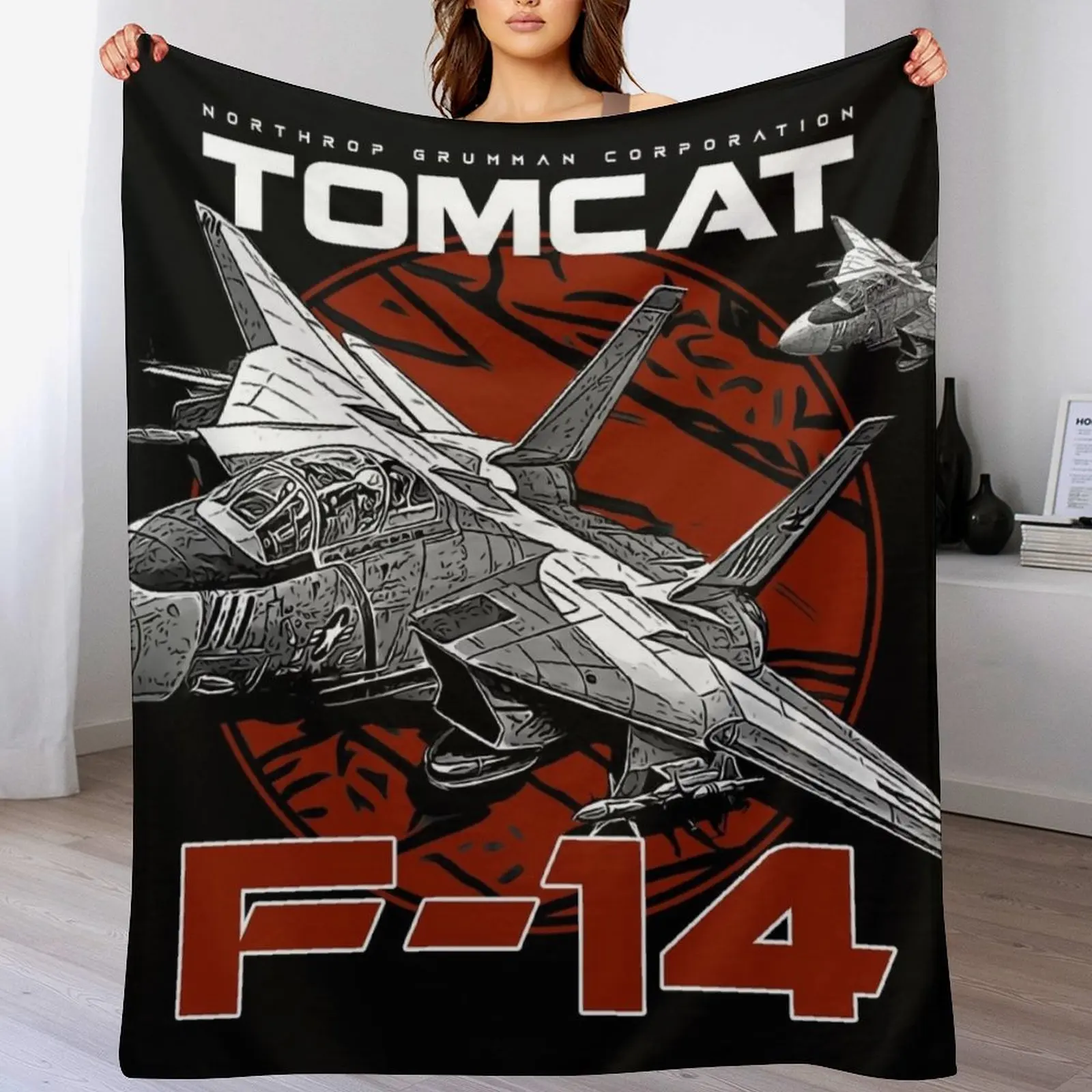 F-14 Tomcat Fighterjet Throw Blanket blankets and throws bed plaid Blankets