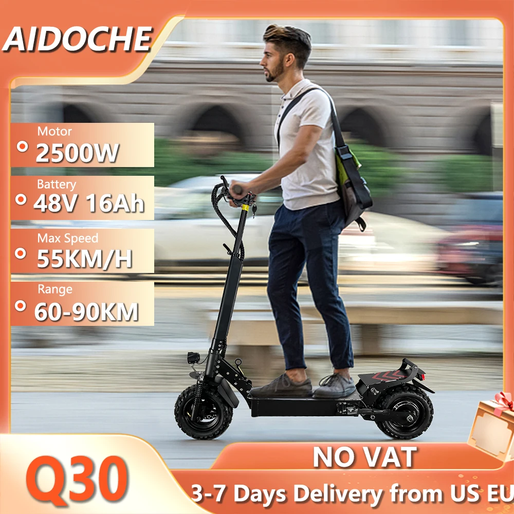 

Q30 Electric Scooter 2500W 48V 16AH Battery Scooter 55KM/H Max Speed 11 Inch Vacuum Off-Road Electric Kick Scooter for Adults