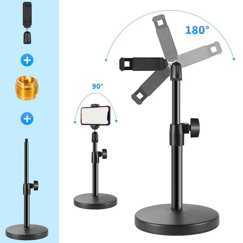 Desktop Microphone Holder,With Microphone Clip,Mobile Phone Holder,5/8Inch Male To 3/8Inch Female Metal Adapter