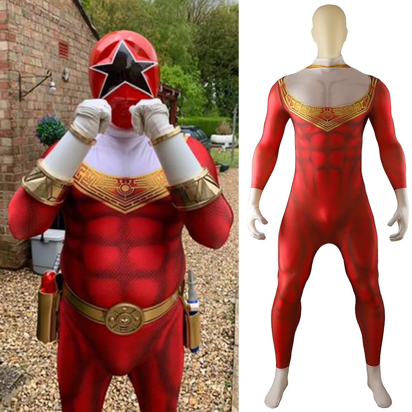 

Zeo Ranger Jumpsuit Red Bodysuit Cosplay Costumes Movie Character Halloween Party Performance Costume for Adult Kids