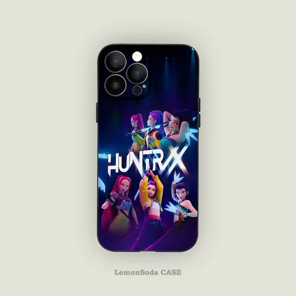 KPop شيطان الصيادين جراب هاتف أسود سيليكون ماتي جراب هاتف آيفون 17 الهواء 16 15 14 13 12 11 برو ماكس بولي TPU لينة حالة