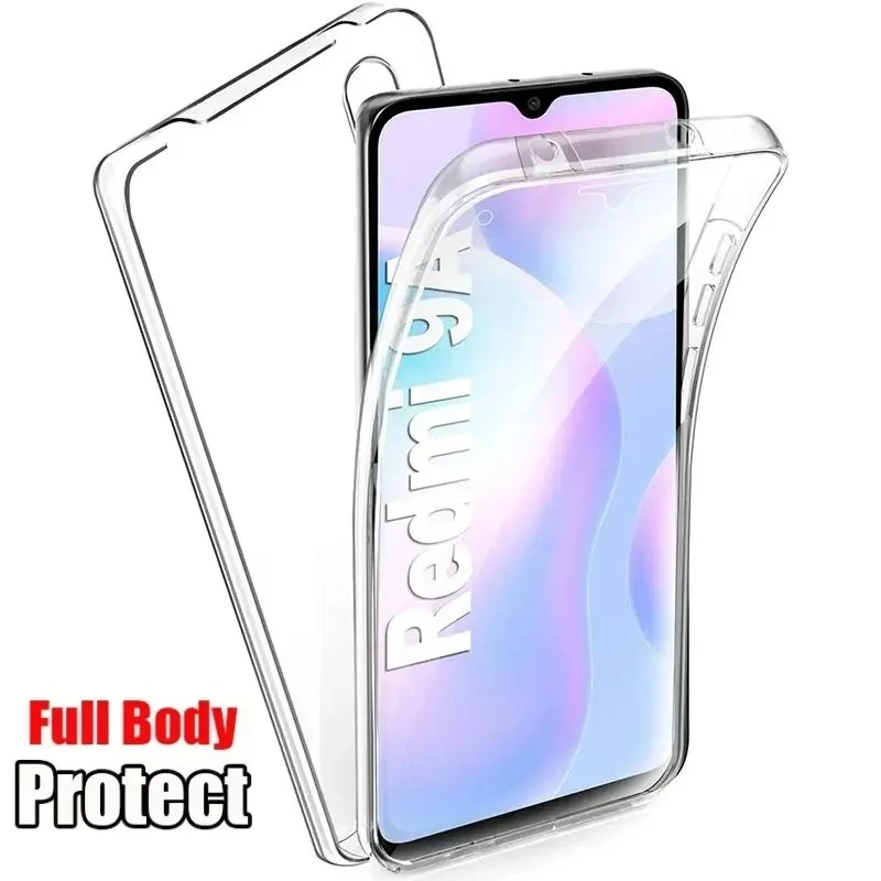 360 Full Body Cover Silicone Case For Xiaomi Poco X2 X3 X4 X5 M6 Pro M5S M4 M3 M2 F3 F2 C65 C55 C31 C3 Double Transparent Cover