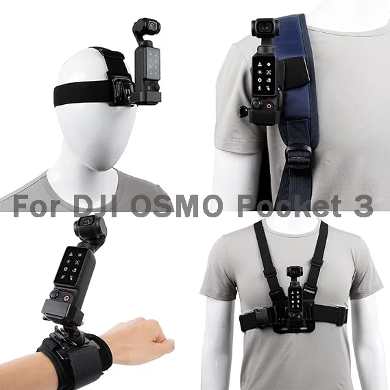 

Accessories Kit for DJI Osmo Pocket 3 Quick Release Head Strap Mount + Chest Mount Harness + Backpack Clip Holder+wrist strap