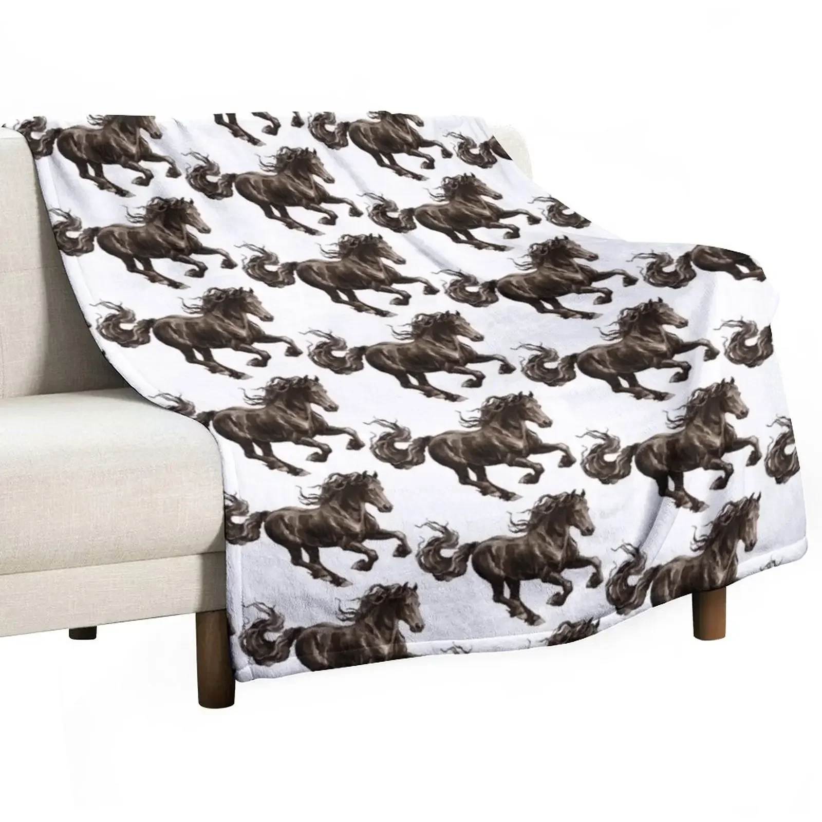 Friesian horse Throw Blanket Heavy Thin Blankets