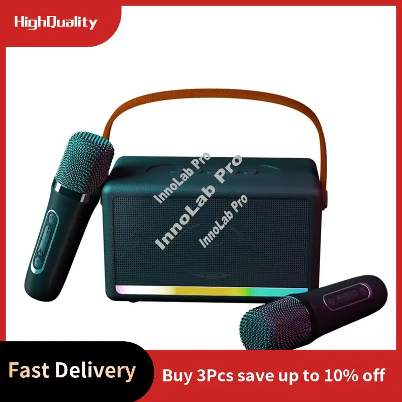 

Караоке-машина для детей и взрослых, мини-портативный Bluetooth-динамик для караоке с беспроводным микрофоном, светодиодная подсветка для банкета-A12I