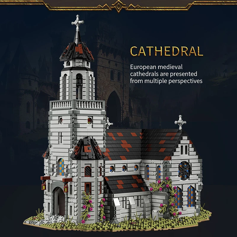 Kit de blocs de construction de château cathédrale médiévale, 6172 pièces, modèle d'architecture de vue sur la rue européenne, jouets en briques pour enfants, cadeaux de vacances