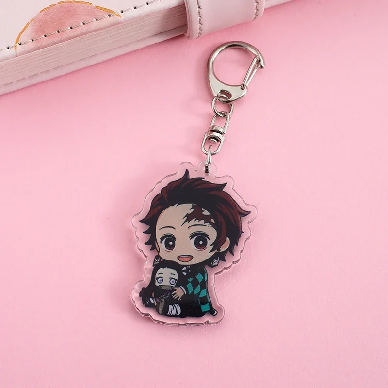 Anime Peripheral Acrylic Keychain Cartoon Character Ornament Key Bag Pendant Clothing Accessories Gifts Demon Slayer