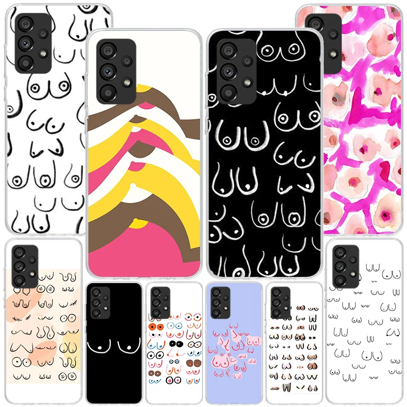 Boobs Art Print Phone Case For Samsung Galaxy A15 A14 A13 A12 A55 A54 A53 A52 A35 A34 A33 A32 A25 A24 A23 A22 A05S A04S A03S