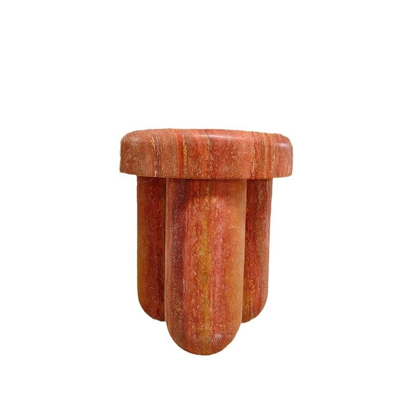 Natural travertine marble side table small apartment living room sofa round side table