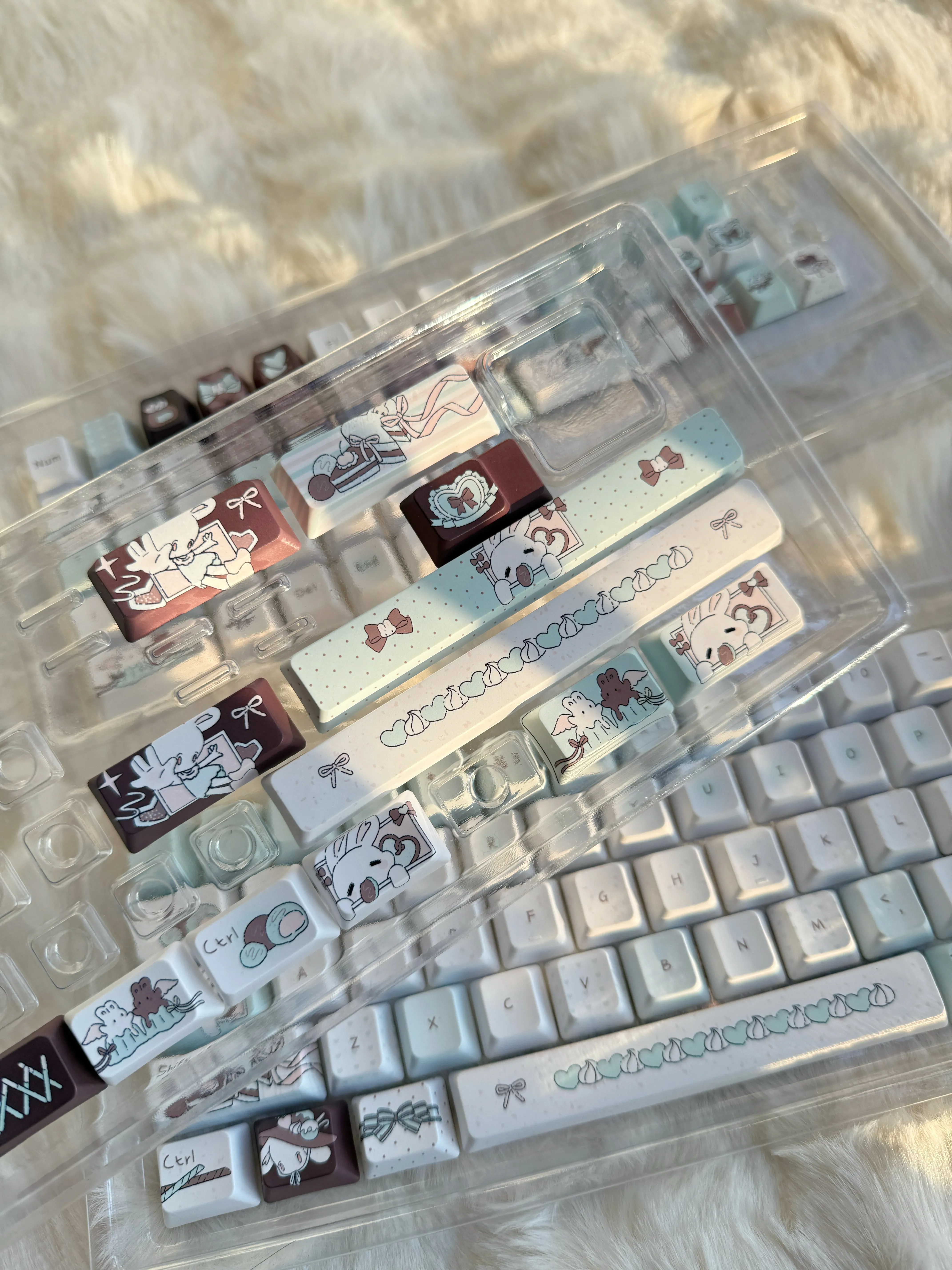 MAIMOOO Keycap Thin And Exquisite Three Part Sweet Lotus Green Customized Thermal Sublimation for Pbt Keyboard Keycap